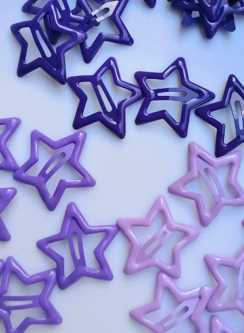 مقاطع الشعر النجمية البنفسجية المختلطة للفتيات، 6 قطع من مقاطع الشعر المعدنية النجمية العصرية بدون انزلاق لاطفال المراهقين والنساء - Image 5